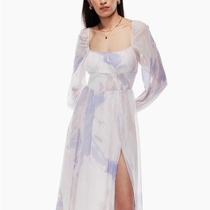 Aritzia / Wilfred Bella slit midi dress in birch/soft iris XXS
